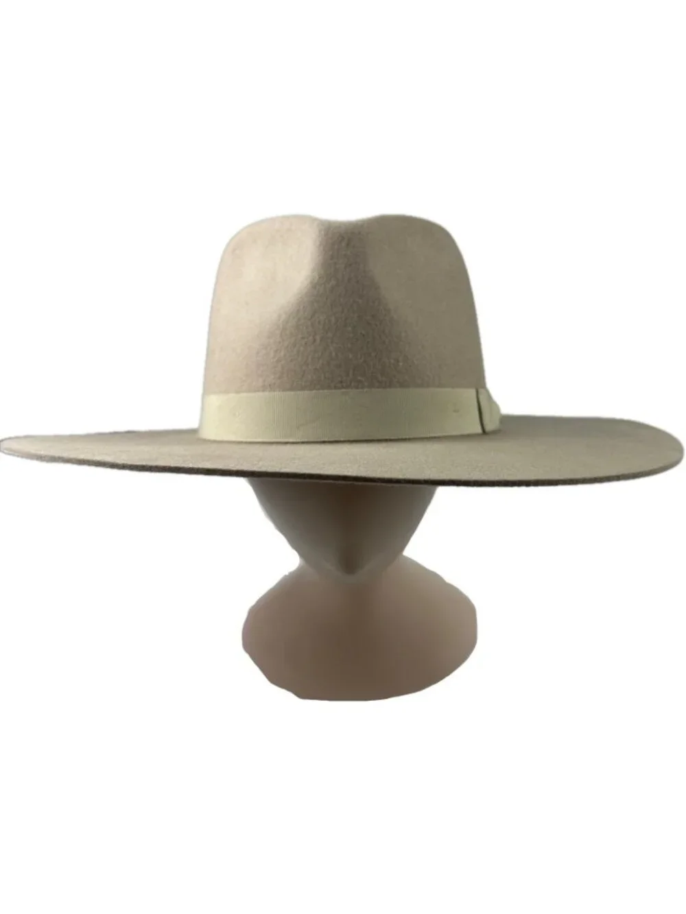 Shyanne Women's Wool Felt Fedora Wide Brim Hat Beige Khaki Western OS NWT